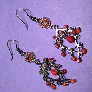 Women's fashion Red dangler earrings